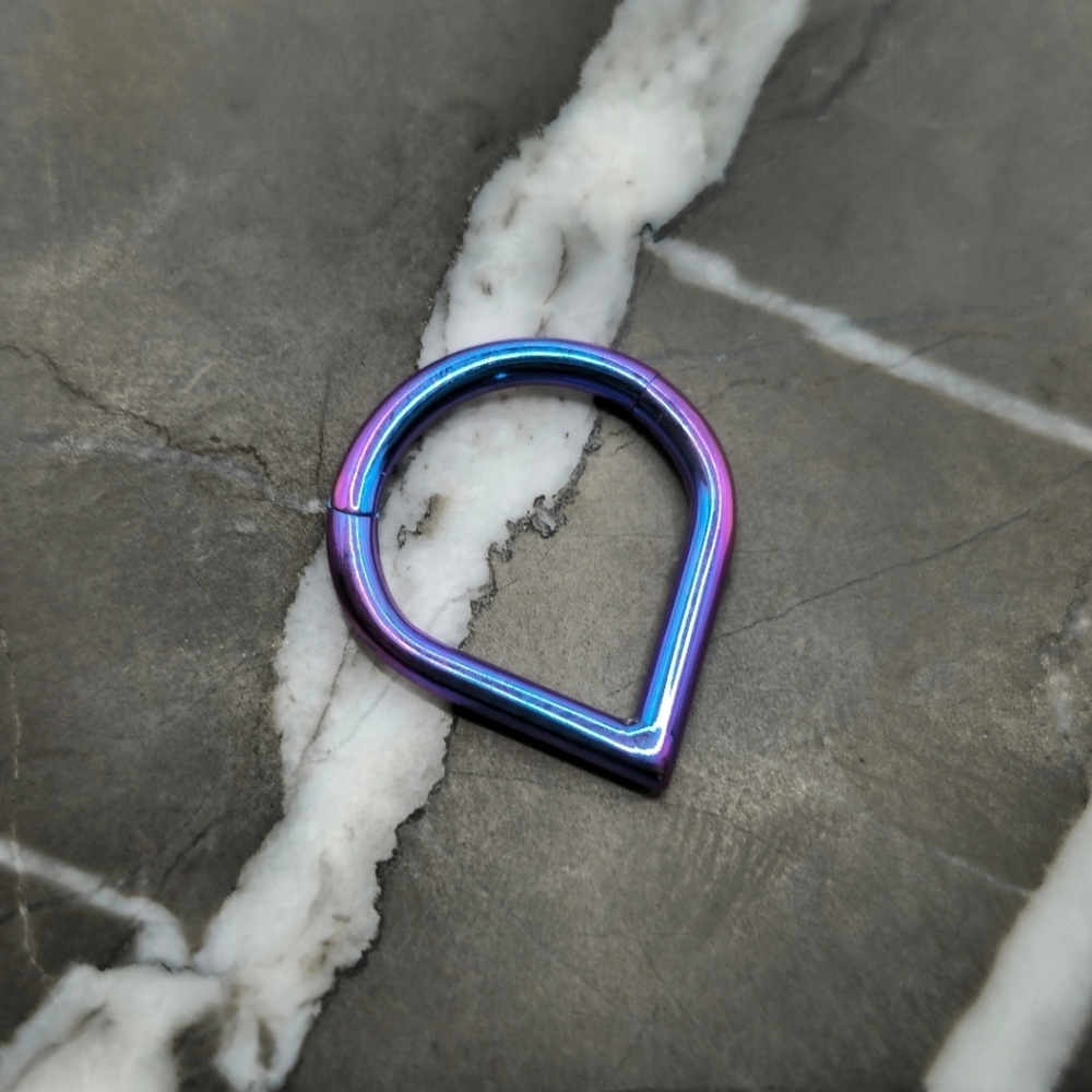 Anodized Blue-Purple Teardrop Septum Clicker Ring
